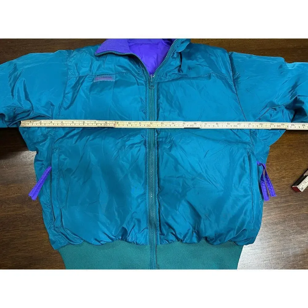Columbia Reversible Retro 80s 90s Crop Ski Down Puffer Jacket Women M Gorpcore